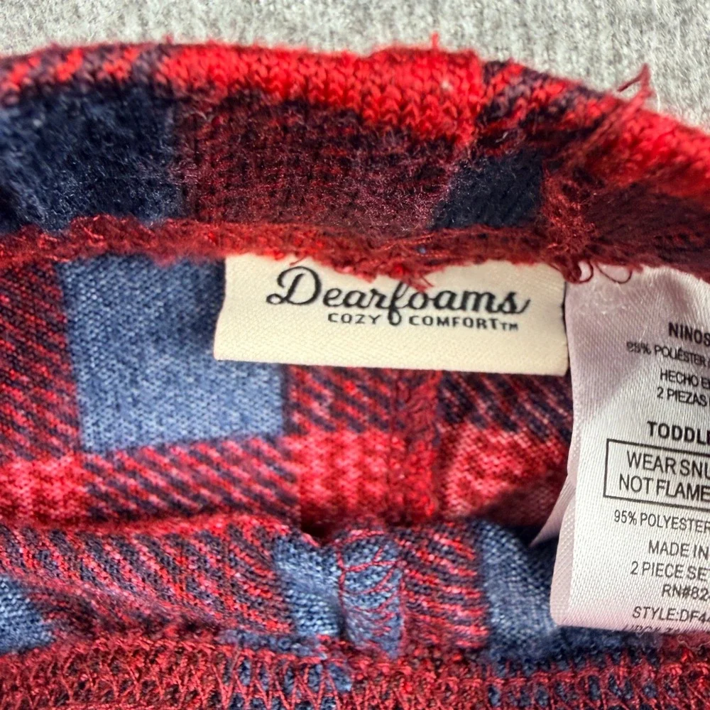 Dearfoams Toddler Boys Girls Red Navy Buffalo Plaid Pajama Pants Sz 2T DF44950SD